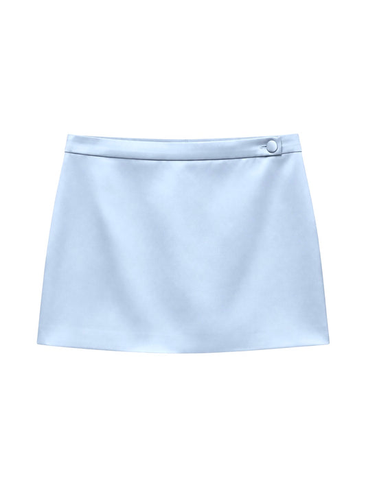 Blue satin tailored skirt